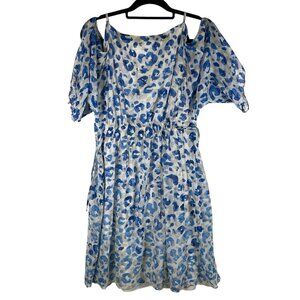 L.K. Bennett‎ Marnie dress Size 6 animal pattern print silk shift belt Blue